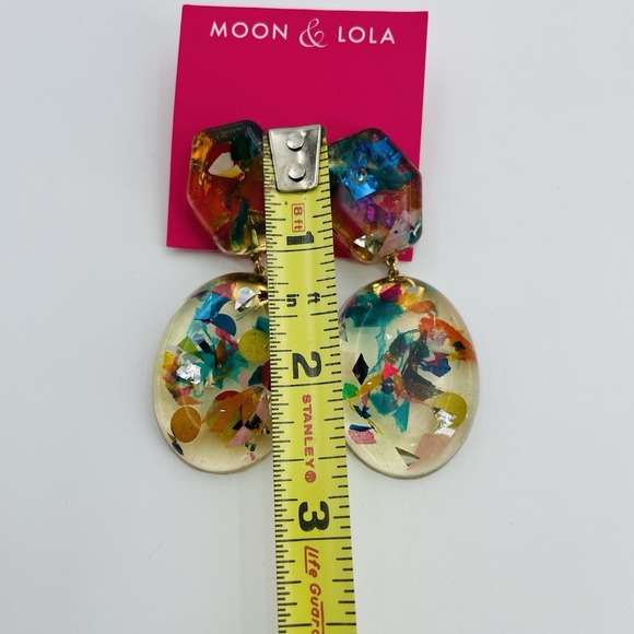 Moon & Lola MLxxTP Confetti Post Drop Earrings Resin Handmade - Picture 5 of 6